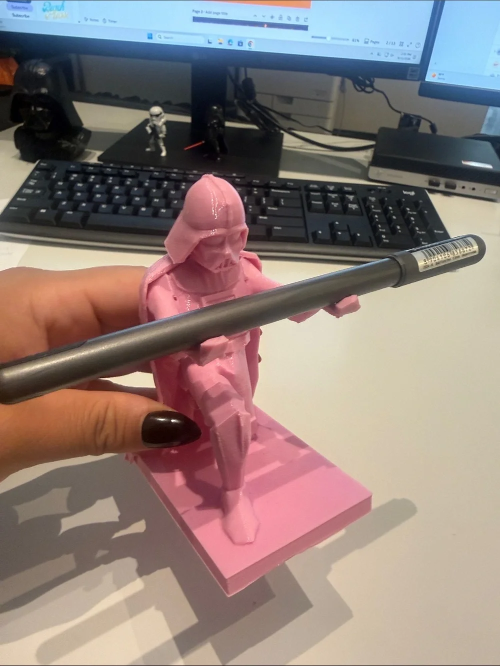 Darth Vadar Star Wars Pink Resin Desk Pen Holder Statue - Home Office Accent